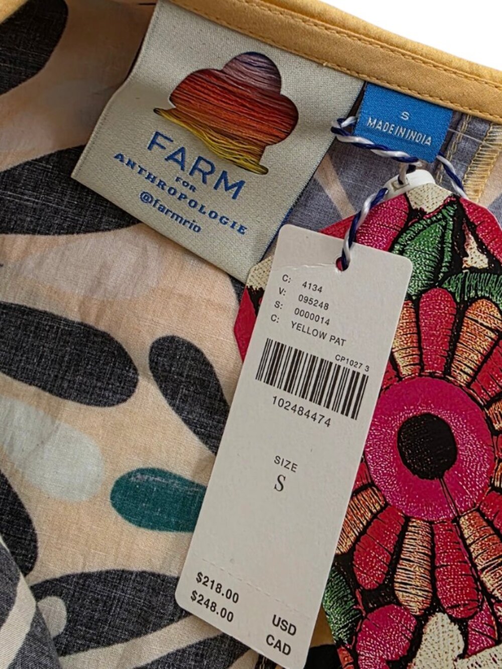 Farm Rio x Anthropologie Puff-Sleeve Printed Romper, Cotton, Boho, Resort, Sz S - Picture 4 of 11